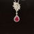 Ruby & Diamond Halo Floral Cluster Drop Pendant in 18k White Gold -#557 - PDRUB025186