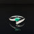 Emerald Solitaire & Diamond Bypass Ring in 18k White Gold - #613 - RGEME065799