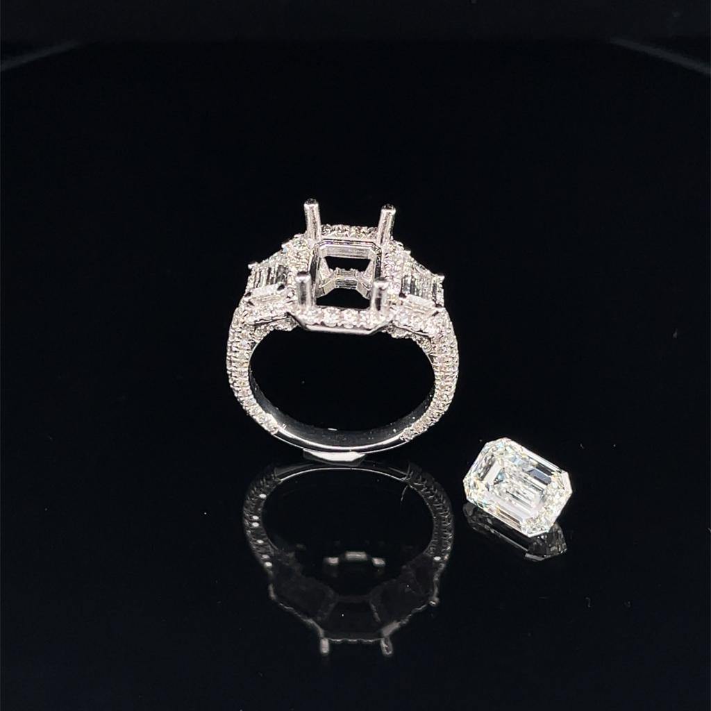 Custom Designed Emerald Cut Halo Ring - Divine & Timeless Jewelry