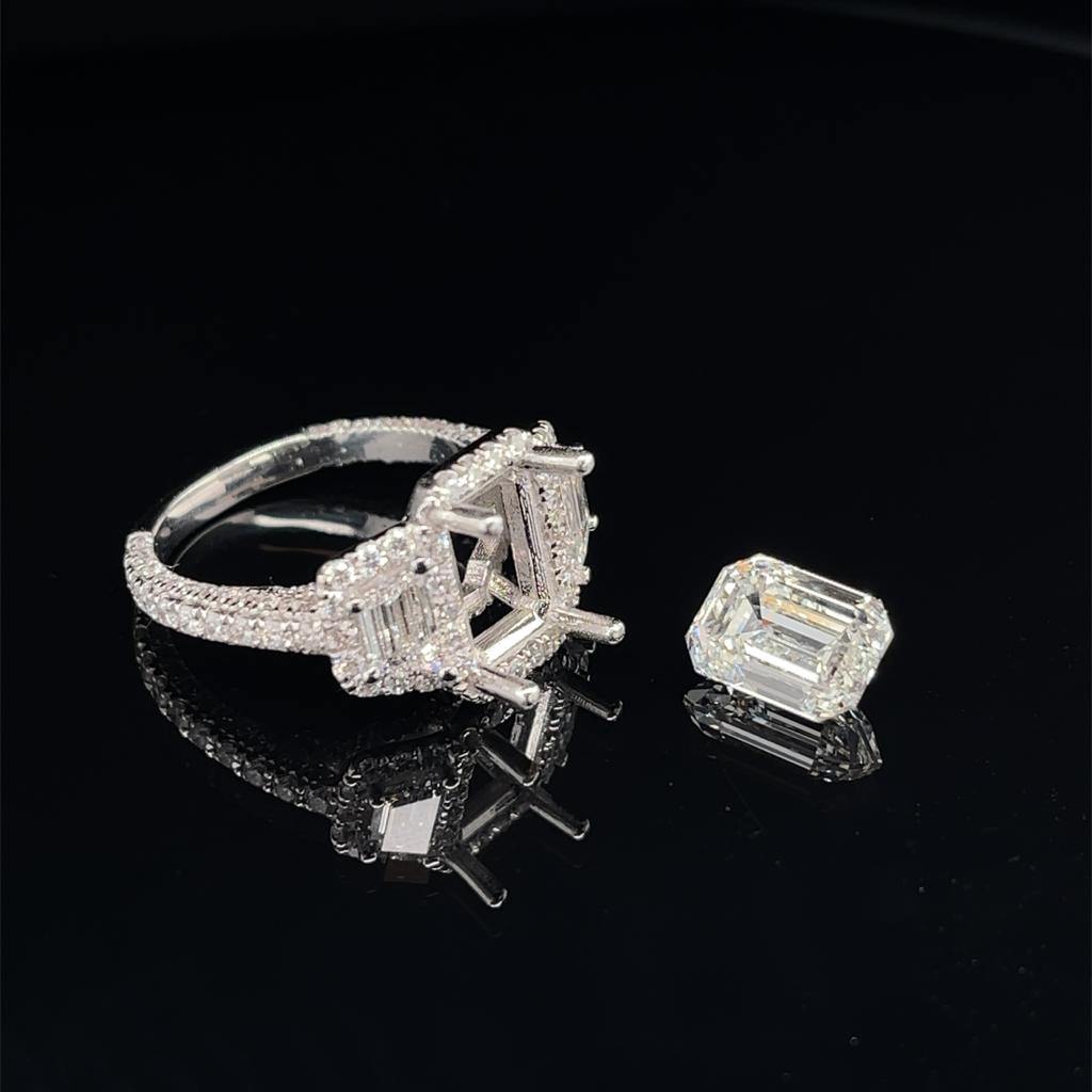 Custom Designed Emerald Cut Halo Ring - Divine & Timeless Jewelry