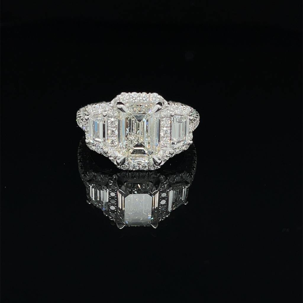 Custom Designed Emerald Cut Halo Ring - Divine & Timeless Jewelry