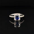 Sapphire & Diamond 2.18ctw Halo Engagement Ring in 18k White Gold - #615-420 - RGSAP214641