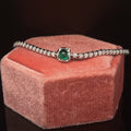 Emerald Cabochon & Diamond Tennis Bracelet in 18k White Gold - #564 - BREME010411