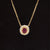 Ruby Oval Solitaire & Diamond Halo Cluster Necklace in 18k Yellow Gold - #572 - NLRUB011748