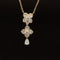 Diamond Cluster Double Flower Drop Necklace in 18k Rose Gold - #575 - NLDIA064144