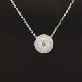 Diamond Mixed-Cut Halo Cluster Necklace in 18k White Gold - #576 -NLDIA069784