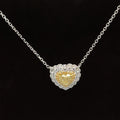 Yellow & White Diamond Heart Solitaire Lace Necklace in 18k Two-Tone Gold - #577 - NLDIA068512