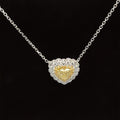 Yellow & White Diamond Heart Solitaire Lace Necklace in 18k Two-Tone Gold - #577 - NLDIA068512