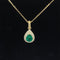Emerald & Diamond Pear Double Halo Cluster Necklace in 18k Yellow Gold - #579 - NLEME009366
