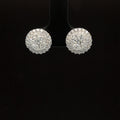 Diamond Pinwheel Halo Cluster Stud Earrings in 18k White Gold - #580 - ERDIA356564