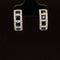 Blue Sapphire & Diamond Checkerboard Half-Hoop Earrings in 18k White Gold - #582 -ERSAP093506