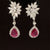 Ruby & Diamond Poinsettia Double Drop Earrings in 18k White Gold - #583 - ERRUB032786