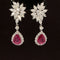 Ruby & Diamond Poinsettia Double Drop Earrings in 18k White Gold - #583 - ERRUB032786