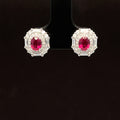 Oval Ruby & Diamond Art Deco Earrings in 18k Yellow Gold - #586 - ERRUB041798