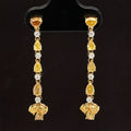 Yellow & White Diamond Floral Linear Drop Earrings in 18k Two-Tone Gold - #589 - ERDIA353918