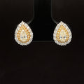 Yellow & White Diamond Pear Double Halo Stud Earrings in 18k Two-Tone Gold - #591 - ERDIA355184