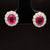 Ruby & Diamond Oval Halo Stud Earrings in 18k White Gold - #599 - ERRUB043826