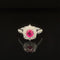 Ruby & Diamond Cluster Halo Knife Edge Ring in 18k White Gold - #602-RGRUB108155
