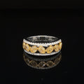 Yellow & White Diamond Oval Triple Row Anniversary Wedding Band in 18k Two-Tone Gold - #625 - RGDIA672164