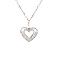 Diamond Double Heart Halo Pendant in 18k White Gold - (#1-HPDIA000458) - Divine & Timeless Jewelry