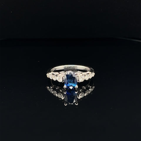 Sapphire & Diamond Solitaire Engagement Ring in 18k White Gold- (#103-RGSAP208197) - Divine & Timeless Jewelry