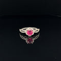 Ruby & Diamond Halo Entwined Split Shank Engagement Ring - (#104-RGRUB104765) - Divine & Timeless Jewelry