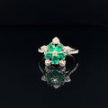 Emerald & Diamond Flower Cluster Ring in 18k White Gold - (#110-RGEME063429) - Divine & Timeless Jewelry