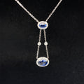 Sapphire & Diamond Trapeze Y-Necklace in 18k White Gold - (#114-NLSAP013448) - Divine & Timeless Jewelry