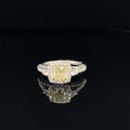 Fancy Yellow & White Diamond Cushion Halo Ring in 18k Two Tone Gold - (#118-JR1334GH) - Divine & Timeless Jewelry