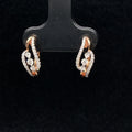 Diamond Oval Huggie Hoop Lever Back Earrings in 18k Rose Gold - (#11-HEDIA001267) - Divine & Timeless Jewelry