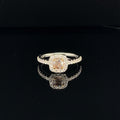 Cognac & White Diamond Cushion Halo Engagement Ring in 18k White Gold - (#120-JR0A52GH) - Divine & Timeless Jewelry