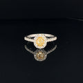 Fancy Yellow & White Diamond Halo Oval Engagement Ring in 18k Two Tone Gold - (#125-JR0897GH-19) - Divine & Timeless Jewelry