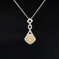 Fancy Yellow & White Diamond Halo Raindrop Pendant Necklace in 18k Two Tone Gold - (#135-JP0312GH - 04) - Divine & Timeless Jewelry