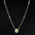 Fancy Yellow & White Diamond Halo Flower Pendant Necklace in 18k Two Tone Gold - (#136-JN0037GR -02) - Divine & Timeless Jewelry