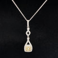 Fancy Yellow & White Diamond Trapeze Drop Pendant Necklace in 18k Two Tone Gold - (#137-JP0270GP - 47) - Divine & Timeless Jewelry