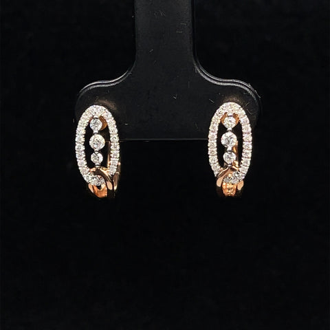 Diamond Swirl Huggie Hoop Lever Back Earrings in 18k Rose Gold - (#13-HEDIA001291) - Divine & Timeless Jewelry