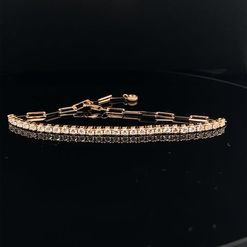 Modern & Slender Diamond Bar Tennis Bracelet in 18k Rose Gold - (#144 - BR1248 - #37950RG) - Divine & Timeless Jewelry