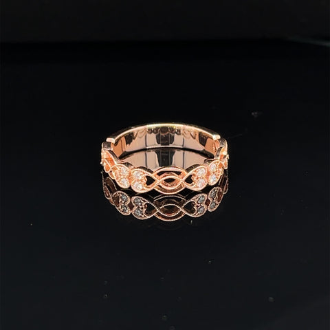 Forever Hearts Diamond 14k Rose Gold Milgrain Band - #162 - PJR0514 - Divine & Timeless Jewelry