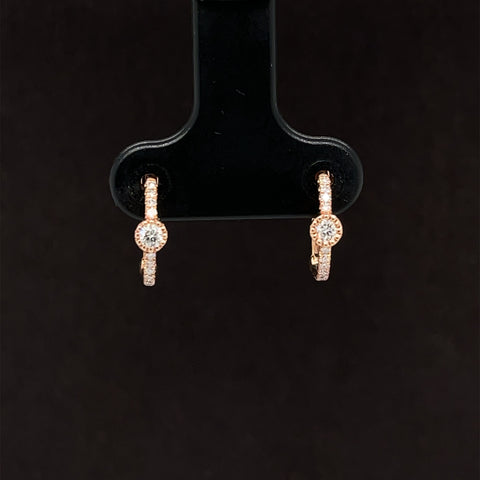 Tiara Diamond Huggie Hoop Earrings in 14k Rose Gold - #168 KAE59276A-003 - Divine & Timeless Jewelry