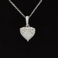 Diamond Pave Drop Heart Necklace in 18k White Gold - (#177 - PDDDIA331947)