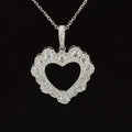 Diamond Cluster Lace Open Heart Necklace in 18k White Gold - (#343-178 - PDDDIA346137)