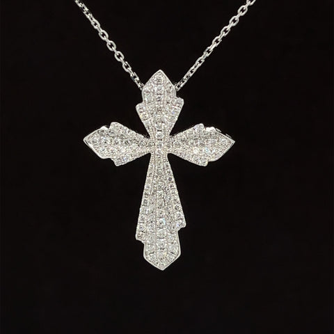 Diamond Pave Celtic Cross Illusion Necklace in 18k White Gold - (#183 - PDDIA336273)