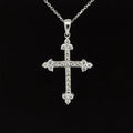 Diamond Cluster Classic Cross Necklace in 18k White Gold - (#186 - PDDIA328953)