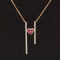 Pink Sapphire Heart Diamond Ribbon Necklace in 18k Rose Gold - (#189 - HLRUB000092)