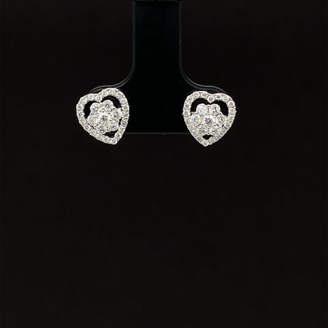 Diamond Cluster Heart Halo Jackets/Earrings in 18k White Gold - (#191 - HEDIA000799)