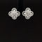 Diamond Hibiscus Flower Halo Stud Earrings in 18k White Gold - #192 - HEDIA002569