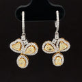 Fancy Yellow & White Diamond Dangle Huggie Hoops in 18k Two-Tone Gold - (#195 - ERDIA349928)