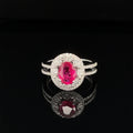 Ruby & Diamond Halo Double Band Ring in 18k White Gold - (#202 - RGRUB060107)