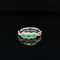 Emerald & Diamond 3-Stone Halo Anniversary Ring in 18k White Gold - (#204 - RGEME063321)