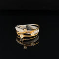 Fancy Yellow Diamond 3-Stone Wire Criss-Cross White Diamond Ring in 18k Two-Tone Gold - (#207 - RGDIA657074)